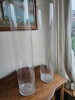 2 Glazen Vazen - 80 cm Hoog, Overige kleuren, Ophalen of Verzenden, 75 cm of meer, Glas