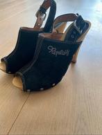 Replay hakken plateau 38 nieuwstaat klompen, Zwart, Replay, Ophalen of Verzenden, Zo goed als nieuw
