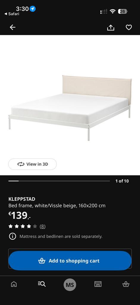 IKEA KLEPPSTAD bed 140x200, Huis en Inrichting, Slaapkamer | Bedden, Zo goed als nieuw, Tweepersoons, 140 cm, Hout, Wit, Ophalen