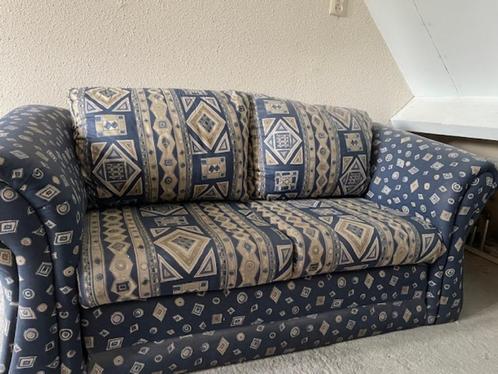 Slaapbank, Huis en Inrichting, Slaapkamer | Slaapbanken, Gebruikt, 200 cm, Tweepersoons, Crème, Blauw, Ophalen