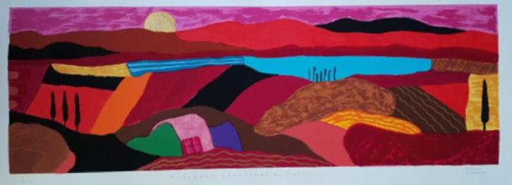 Ronald Boonacker(1955)Zeefdruk"Toscaans LandschapIII"Ges Gen, Antiek en Kunst, Kunst | Litho's en Zeefdrukken, Ophalen of Verzenden