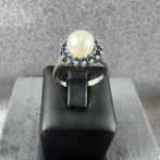 Gouden Ring | 18k | 3,46g | parel / saffier |mt16,5| 340564, Gebruikt, Ophalen of Verzenden, 17 tot 18, Dame
