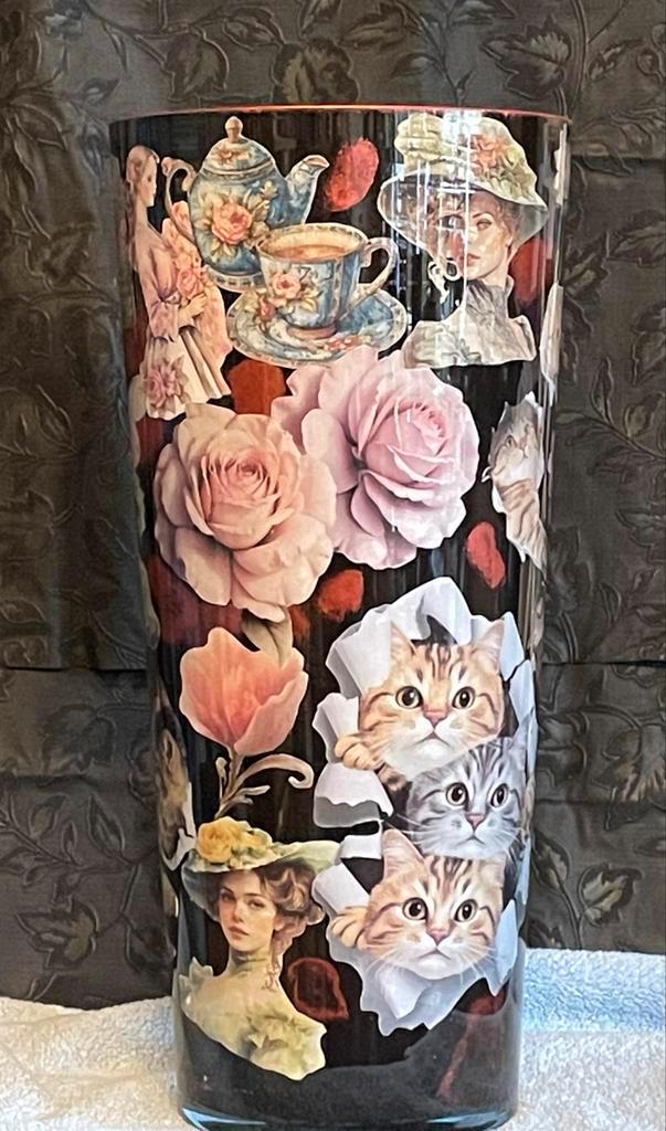 Decoupage Vazen - Unieke Decoratie, Huis en Inrichting, Woonaccessoires | Vazen, Zo goed als nieuw, Overige kleuren, Minder dan 50 cm