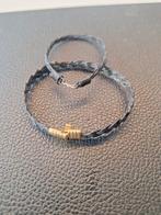 Zwart gevlochten armbanden met olifanten haar., Ophalen of Verzenden, Zo goed als nieuw, Zwart, Overige materialen