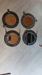 4 Schippersluikjes met Spiegel, Huis en Inrichting, Woonaccessoires | Spiegels, Minder dan 50 cm, Gebruikt, Rond, Ophalen of Verzenden