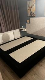 Stevige boxspring onderstel, zwart met poten, Ophalen, Tweepersoons, Zwart, 90 cm