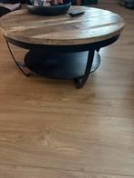 Mooie salontafel mangohout + metaal, Ophalen, Rond, 50 tot 100 cm, Zo goed als nieuw
