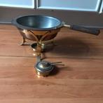 Vintage koperen fondue set met 6 vorken, Witgoed en Apparatuur, Fonduesets, Ophalen of Verzenden, Zo goed als nieuw, Brander, Fondueset