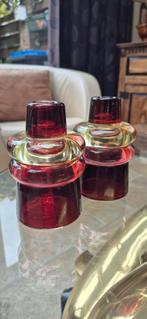 Vintage Handgemaakte Glazen Kandelaars, Ophalen of Verzenden, Overige materialen