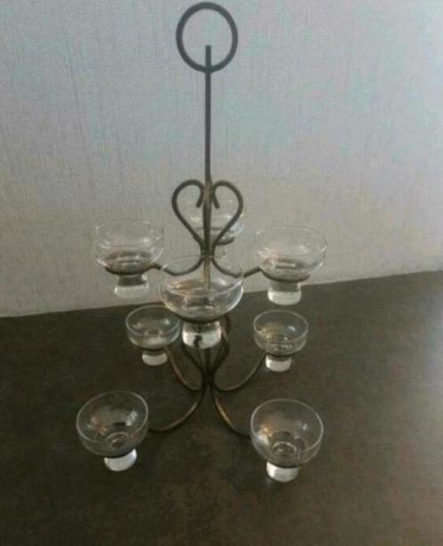 kandelaar van metaal en glas voor plafond, Huis en Inrichting, Woonaccessoires | Kandelaars en Kaarsen, Gebruikt, Kandelaar, 75 cm of meer