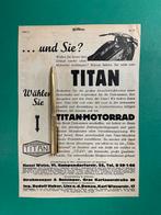 Titan Motorcycle Advertentie 1929 AUT (Org.), Knipsel(s), Ophalen of Verzenden, Buitenland, 1920 tot 1940
