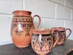 Marokaans aardewerk bewerkte bekers boho servies, Antiek en Kunst, Antiek | Keramiek en Aardewerk, Ophalen of Verzenden