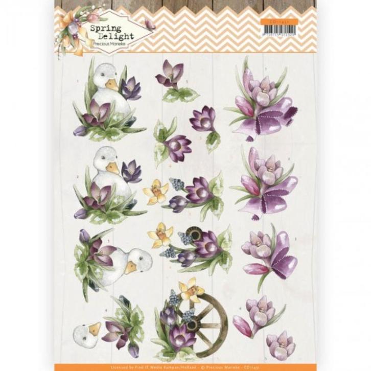 Precious Marieke Spring Delight purple crocus 3D knipvel A4, Hobby en Vrije tijd, Kaarten | Zelf maken, Nieuw, Knipvel, Natuur