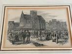 Antiek gravure Kaasmarkt Hoorn 33/28 vm, Ophalen of Verzenden