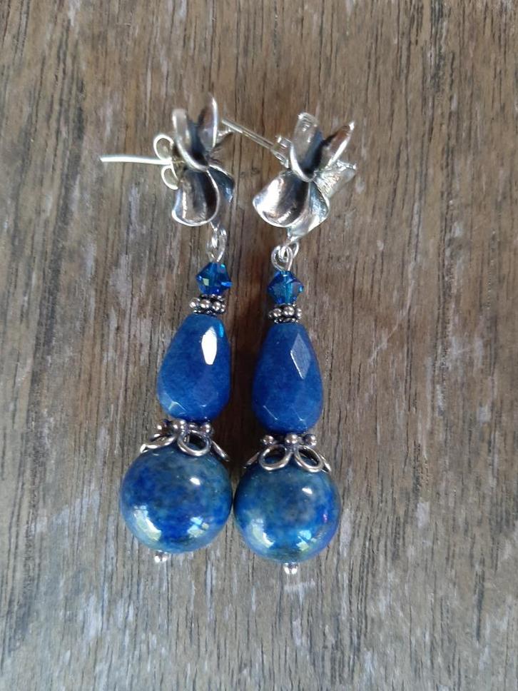 Oorbellen Moïse chrysocolla-jade zilver, Sieraden, Tassen en Uiterlijk, Edelstenen, Nieuw, Ophalen