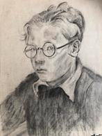 Oude tekening: jongen met bril, Ophalen of Verzenden