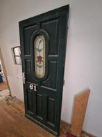 Voordeur hardhout met glas in lood, Ophalen, Gebruikt, 80 tot 100 cm, Buitendeur