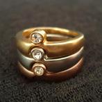 Vintage Stacking ring 16mm - 3 kleuren met zirkonia kristal, Met kristal, Gebruikt, Overige kleuren, IJzer of Staal