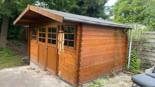 Grote blokhut, zelf te demonteren en ophalen, Tuin en Terras, Tuinhuizen, Zo goed als nieuw, Blokhut, Hout, 200 tot 400 cm, 2 ramen