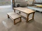 Mooie eettafel en salon tafel, Ophalen, Gebruikt, 200 cm of meer, 50 tot 100 cm