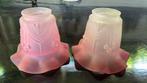 Glazen vintage retro lampenkampjes roze, Antiek en Kunst, Antiek | Lampen, Ophalen of Verzenden