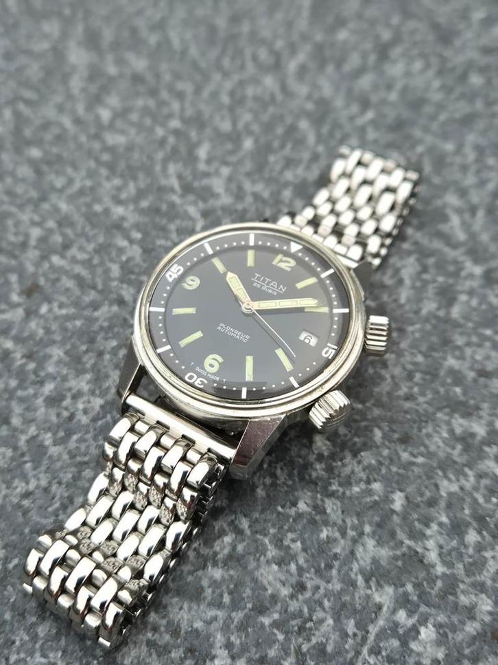 Titan Supercompressor, Sieraden, Tassen en Uiterlijk, Horloges | Heren, Gebruikt, Overige merken, Leer, Ophalen