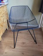 metalen draad stoel blauw grijs, Huis en Inrichting, Stoelen, Ophalen, Blauw, Zo goed als nieuw, Metaal