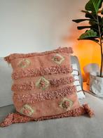 Kussenhoes boho ibiza perzik kleur met franjes, Ophalen of Verzenden, Nieuw, Oranje, Vierkant