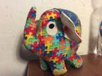 lapjes olifant met puzzelstukjes patroon knuffel, Ophalen of Verzenden, Olifant
