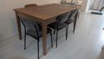 Bruine eettafel, Huis en Inrichting, Tafels | Eettafels, Ophalen, Gebruikt, Rechthoekig, 50 tot 100 cm