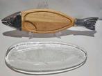 Grote vis serveerplank 64cm + schaal, Ophalen of Verzenden, Gebruikt