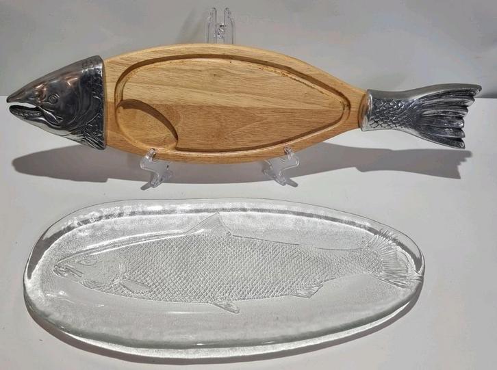 Grote vis serveerplank 64cm + schaal, Huis en Inrichting, Keuken | Keukenbenodigdheden, Gebruikt, Ophalen of Verzenden