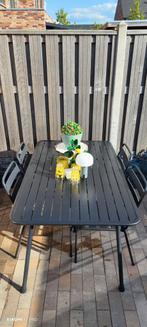 Tuinset Metaal Mat Zwart - 4 Personen, Tuin en Terras, Ophalen, 4 zitplaatsen, Gebruikt, Aluminium