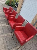 4 rode eijerkamp leren stoelen, lichte gebruiksschade, Huis en Inrichting, Stoelen, Ophalen of Verzenden, Gebruikt, Rood