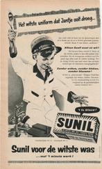 retro reclame 1956 Sunil wasmiddel jongetje conducteur, Verzamelen, Ophalen of Verzenden, Overige typen