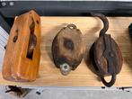 3 x groot houten blok / katrol, Watersport en Boten, Ophalen of Verzenden, Gebruikt, Lijn of Blok