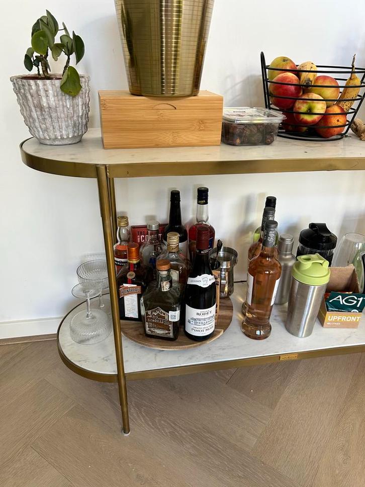 Richmond Bijzettafel Marmer, Huis en Inrichting, Tafels | Sidetables, Zo goed als nieuw, 25 tot 50 cm, 100 tot 150 cm, Ovaal, Metaal