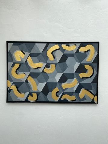 Geometric Gold – Acrylic Painting by Mexican Artist beschikbaar voor biedingen