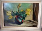 Schilderij olieverf en vernis tulp tulpen in vaas gesigneerd, Ophalen of Verzenden