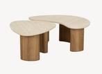 Organische Salontafel Travertin, Huis en Inrichting, Tafels | Bijzettafels, Ophalen, Nieuw, 75 cm of meer, Ovaal