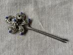 Antieke haarspeld met blauwe bolletjes, metalen hairpin, Ophalen of Verzenden, Dames