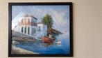 Schilderij met boten 65 x 55, Ophalen, 50 tot 75 cm, Schilderij, 50 tot 75 cm