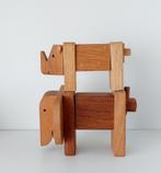 Vintage houten olifant en neushoorn, Ophalen of Verzenden