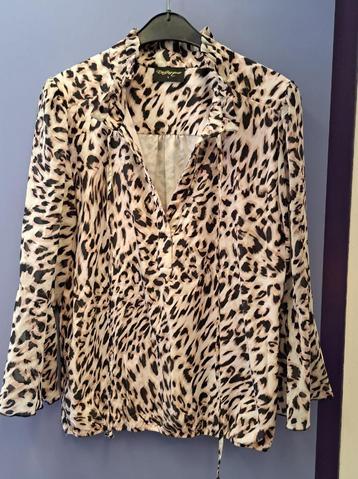 DeJacque travelstof top blouse panterprint mt L artnr 48726 beschikbaar voor biedingen