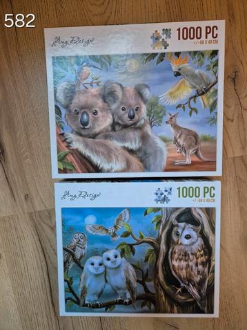 2 puzzels Amy Design 1000. Koala's en Uilen  beschikbaar voor biedingen