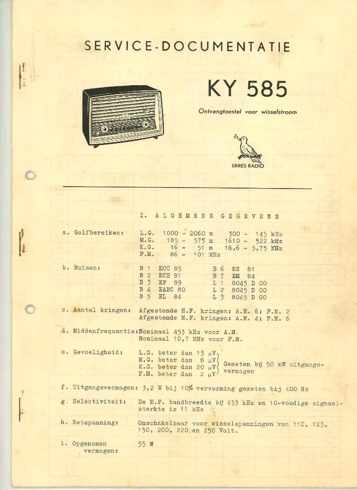 Originele ERRES service documentatie, Verzamelen, Elektronische Apparatuur, Overige typen, Ophalen of Verzenden