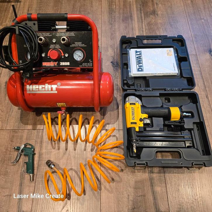 Hecht Compressor & DeWalt Lucht Tacker Set, Doe-het-zelf en Verbouw, Compressors, Nieuw, Minder dan 25 liter, Minder dan 200 liter/min