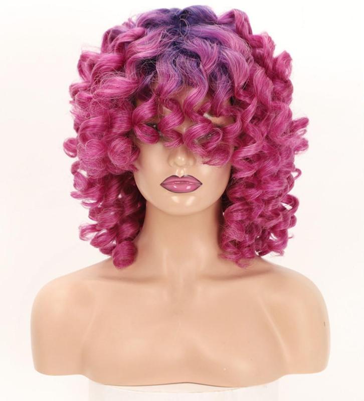 Roze Paars Krullen Pruik Haar Vrouwen Dames Haren Haarstuk, Sieraden, Tassen en Uiterlijk, Uiterlijk | Haarverzorging, Nieuw, Pruik of Haarverlenging