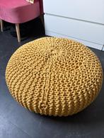 Goudgeel gehaakte grote poef, Ophalen, Zo goed als nieuw, Rond, Minder dan 50 cm