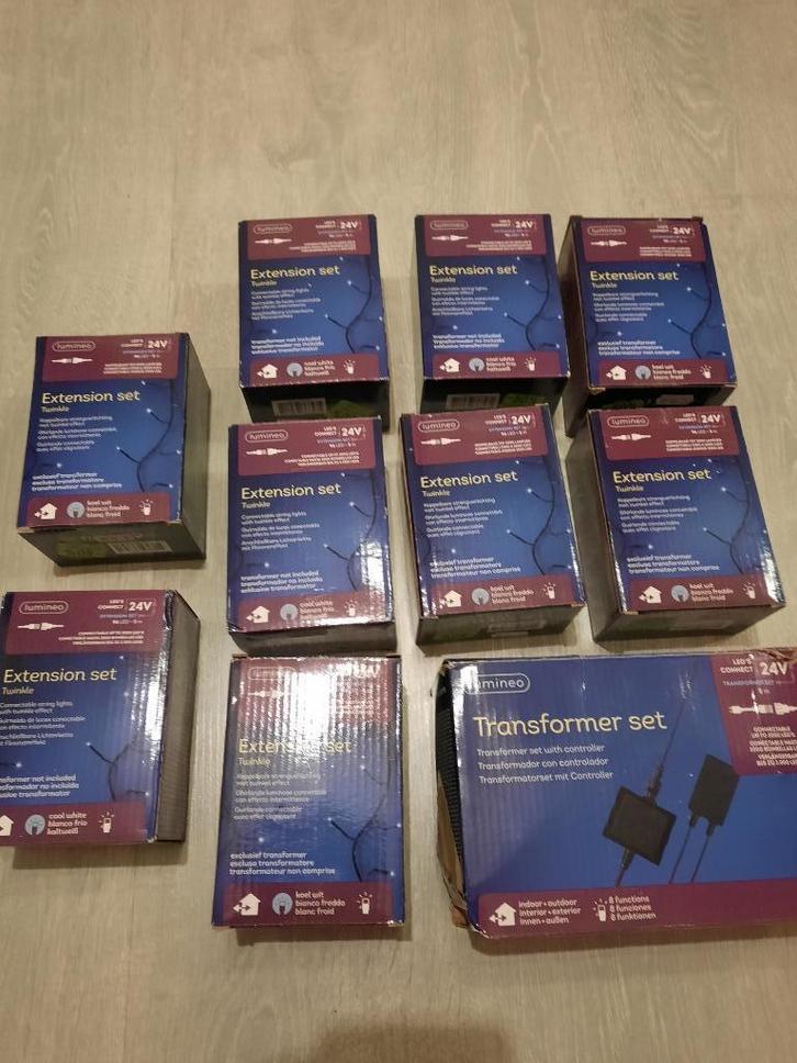 9 x LUMINEO LED'S CONNECT 24V/96L verleng set+adapter(nieuw), Diversen, Kerst, Nieuw, Ophalen of Verzenden
